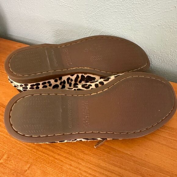 Sperry Top Sider Calf Hair Leopard Boat Shoes Dark Brown Patent Leather Size 7 - Picture 6 of 8